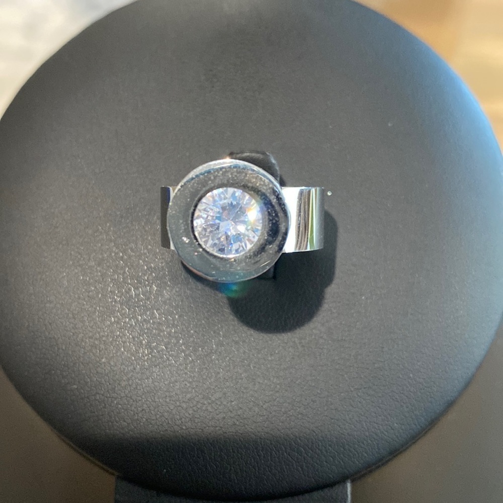 Silver Stainless Steel with Replaceable Stone - Silver, Green, Orange, and Red